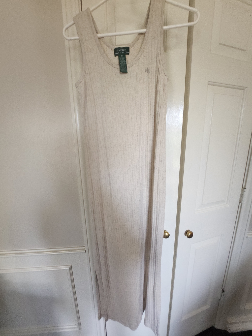 Lauren Ralph Lauren Beige Ribbed Maxi Dress